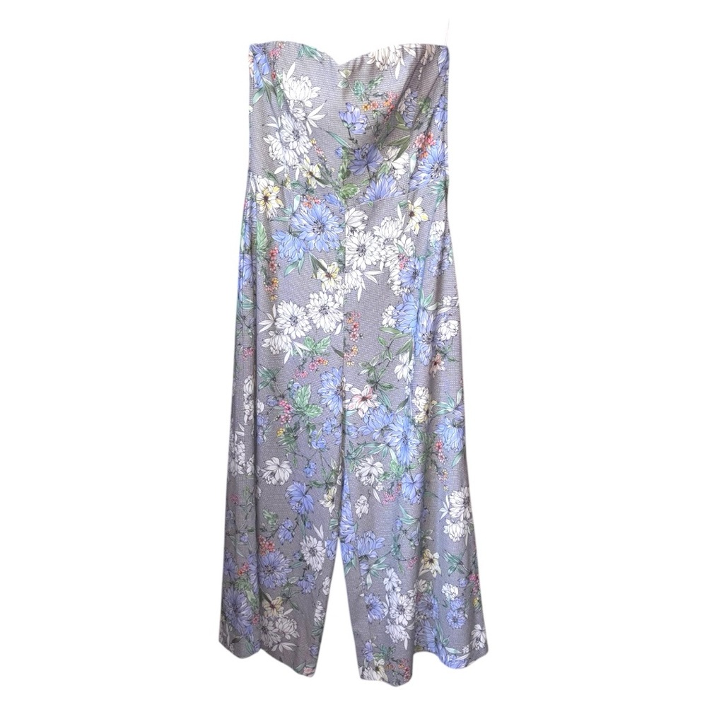 H&M Gray and Blue Jumpsuit with Flowing Silhouette